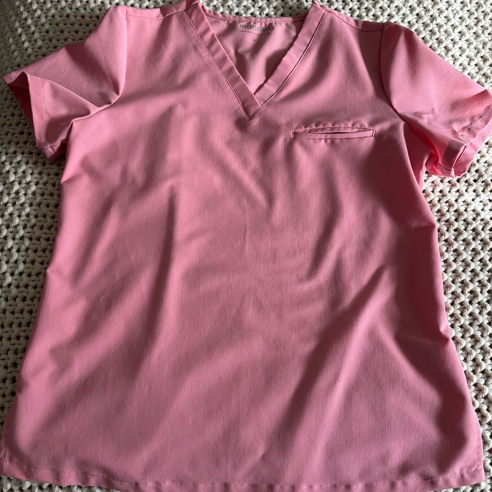 Elegant Pink V-Neck Short Sleeve scrub Top